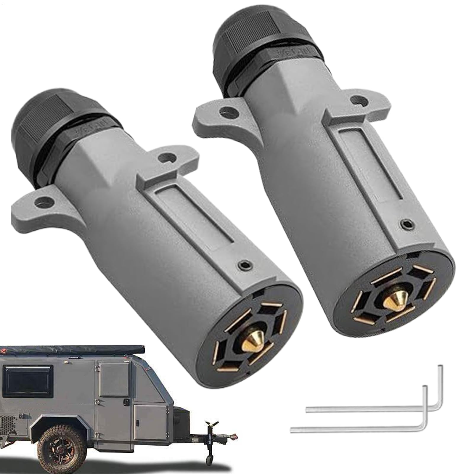 7-Poliger Anhängerstecker,Wasserdichter 7-Pol-Steckverbinder mit Robustem Schutz - Wasserdichter Kabeladapter Mit Schwerlast-Kabelbaum Für Boote, Rückfahrlicht & Blinker 7-Poliger Anhängerstecker,Wasserdichter 7-Pol-Steckverbinder mit Robustem Schutz - Wasserdichter Kabeladapter Mit Schwerlast-Kabelbaum Für Boote, Rückfahrlicht & Blinker von Jlobnyiun