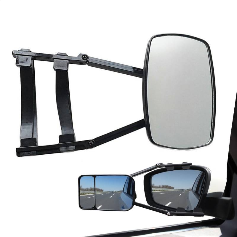 Abschleppseitspiegel - Universal Clip-on RV Spiegel, 360° verstellbarer Spiegel | Anti-Vibrations-Anhängerspiegel mit breitem Betrachtungswinkel, sichere Passform bei schwerem Betrieb für den Co von Jlobnyiun