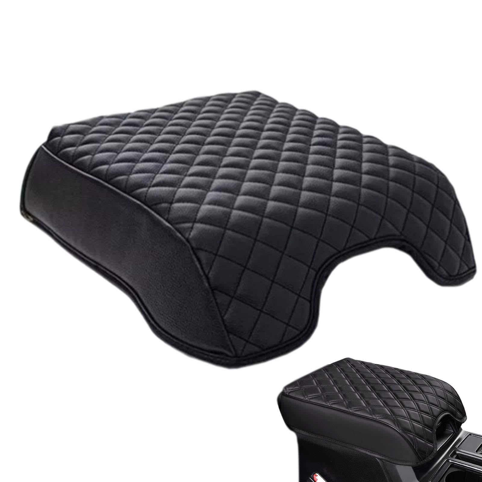 Auto Armlehnenbezug Leder Auto Mittelkonsole Kissen Auto Armlehnenkissen Auto Armlehne Kissen PU-Leder Schwarz Armlehnenbezug mit Tasche für Unterwegs, Reisen von Jlobnyiun