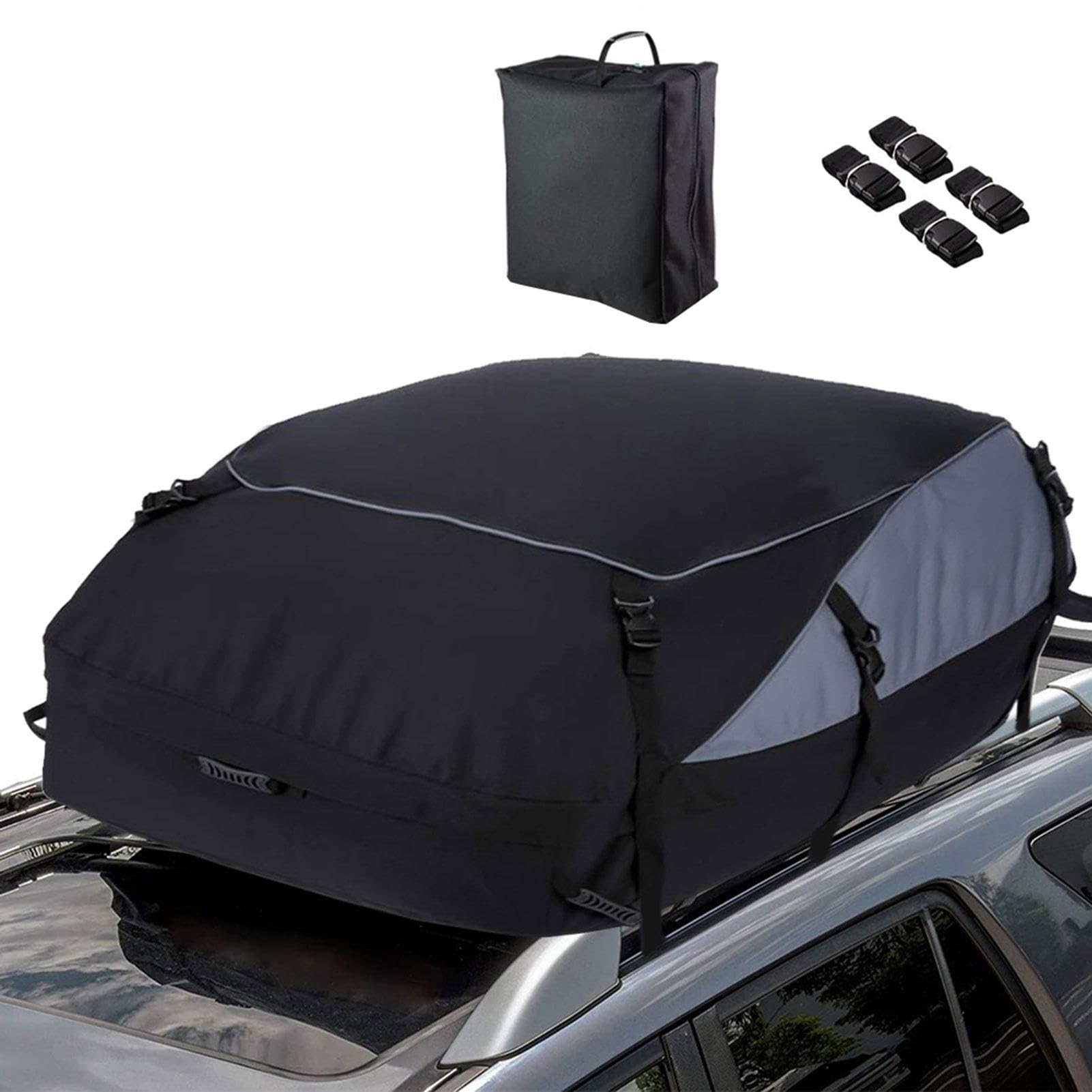 Auto-Dachgepäckträger: Dachgepäckträger, Fahrzeug-Soft-Shell-Träger | Dach-Cargo-Aufbewahrungstasche mit zusätzlichen Riemen, robuste 600D-Auto-Dachtasche, wasserdichte Auto-Obertasche für alle Auto-Dachgepäckträger: Dachgepäckträger, Fahrzeug-Soft-Shell-Träger | Dach-Cargo-Aufbewahrungstasche mit zusätzlichen Riemen, robuste 600D-Auto-Dachtasche, wasserdichte Auto-Obertasche für alle von Jlobnyiun