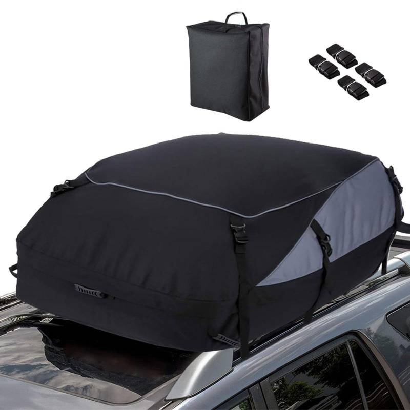 Auto-Dachgepäckträger: Dachgepäckträger, Fahrzeug-Soft-Shell-Träger | Dach-Cargo-Aufbewahrungstasche mit zusätzlichen Riemen, robuste 600D-Auto-Dachtasche, wasserdichte Auto-Obertasche für alle von Jlobnyiun