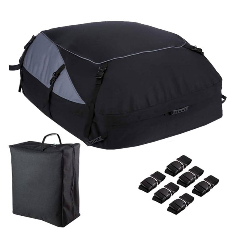 Fahrzeug-Dachträger – Dachaufbewahrungstasche, Soft-Shell-Autoträger | Dachgepäcktasche mit extra Gurten, große Aufbewahrungstasche auf dem Dach, langlebige 600D-Auto-Top-Tasche, wasserdichter von Jlobnyiun