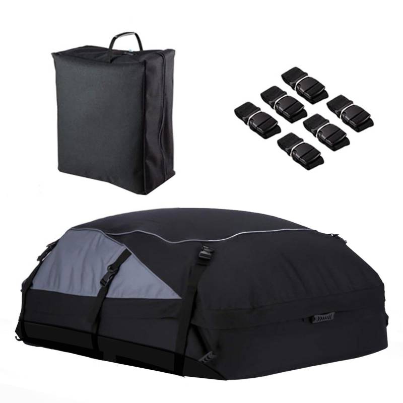 Fahrzeug-Dachträger – Dachaufbewahrungstasche, Soft-Shell-Autoträger | Dachgepäcktasche mit extra Gurten, große Aufbewahrungstasche auf dem Dach, langlebige 600D-Auto-Top-Tasche, wasserdichter von Jlobnyiun