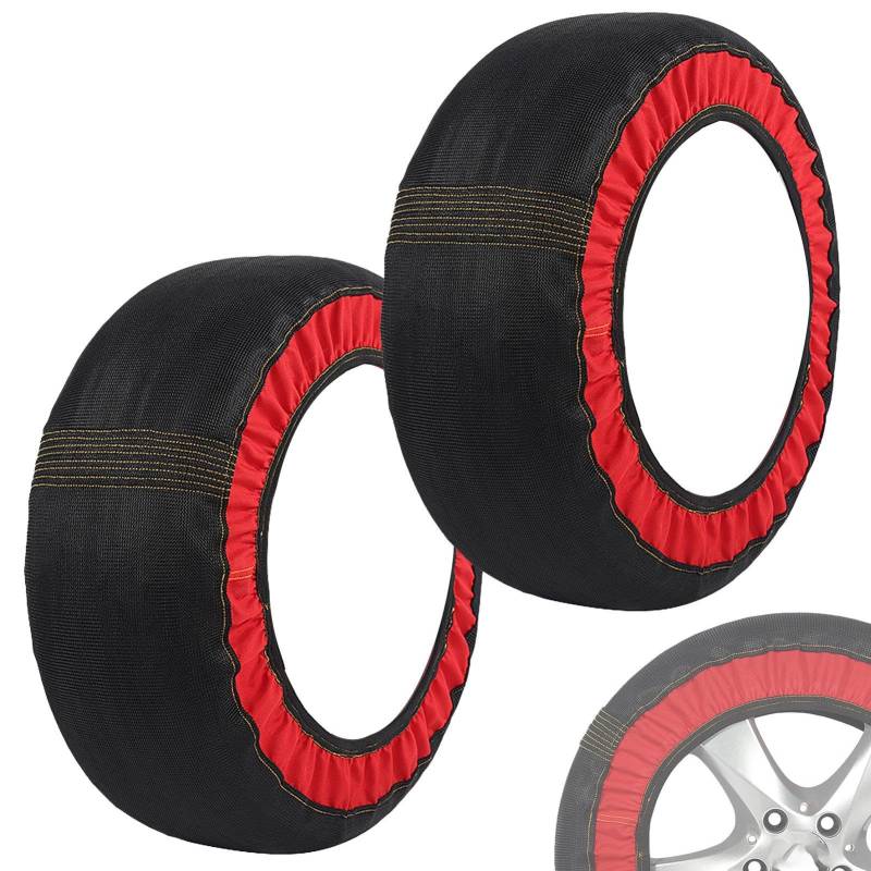 Jlobnyiun Schneesocken für Reifen, Schneesocken für Auto - 2 Stück Auto Reifensocken für Winter Schnee Alternative zum Griff, Alternative zu N-Kette von Jlobnyiun