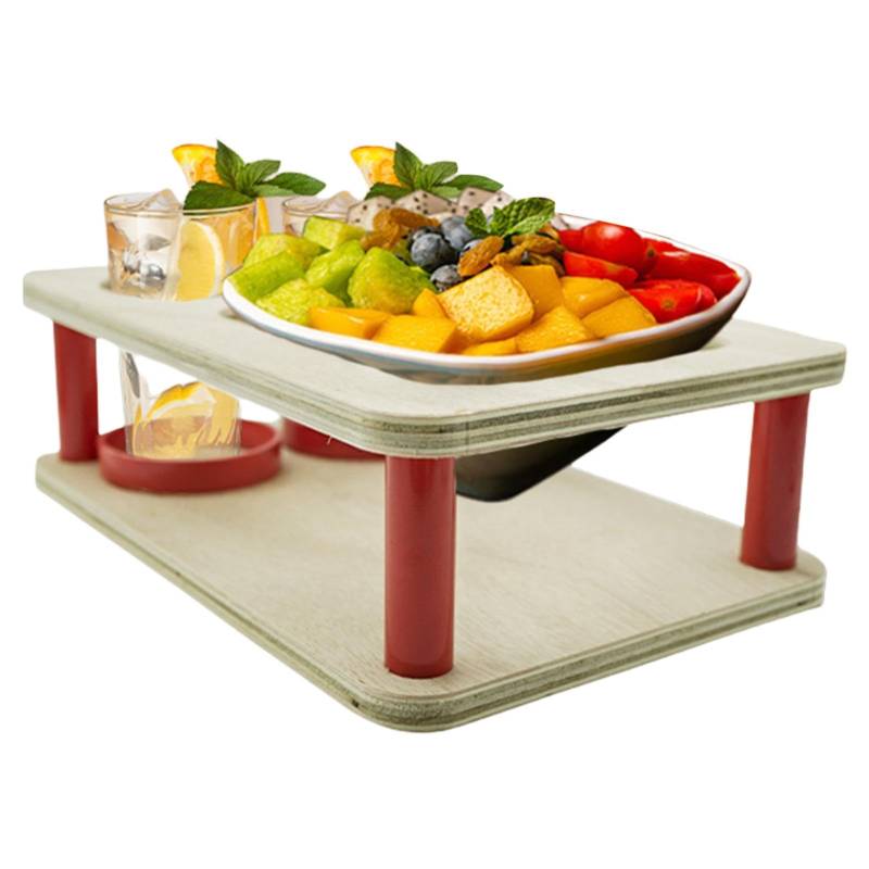 Sofa-Tablett aus Holz – Getränkehalter für Armlehne, Sofa-Tablett-Organizer | Sofa-Armablage mit Schlitz für Tasse, doppelschichtiges Organizer-Tablett von Jlobnyiun