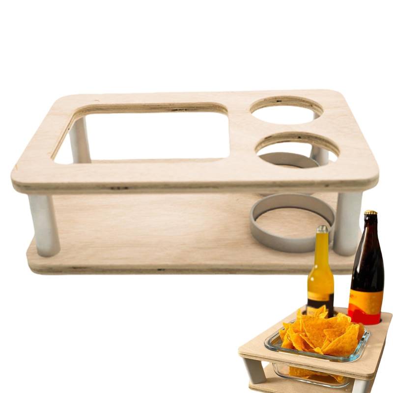Sofa-Tablett aus Holz – Getränkehalter für Armlehne, Sofa-Tablett-Organizer | Sofa-Armablage mit Schlitz für Tasse, doppelschichtiges Organizer-Tablett von Jlobnyiun