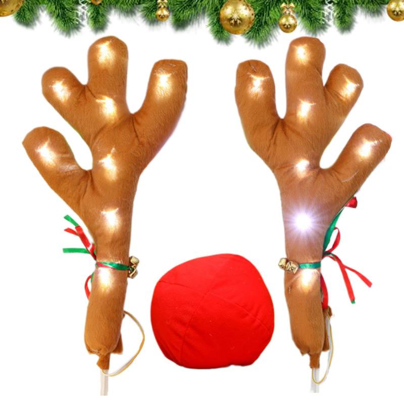 Weihnachten Rentiergeweih Auto Set Rentierauto Set Niedliches Hirsch Auto Kostüm Dekoration Set - Auto Elchgeweih Nase Auto Außendekoration Auto Kamera von Jlobnyiun