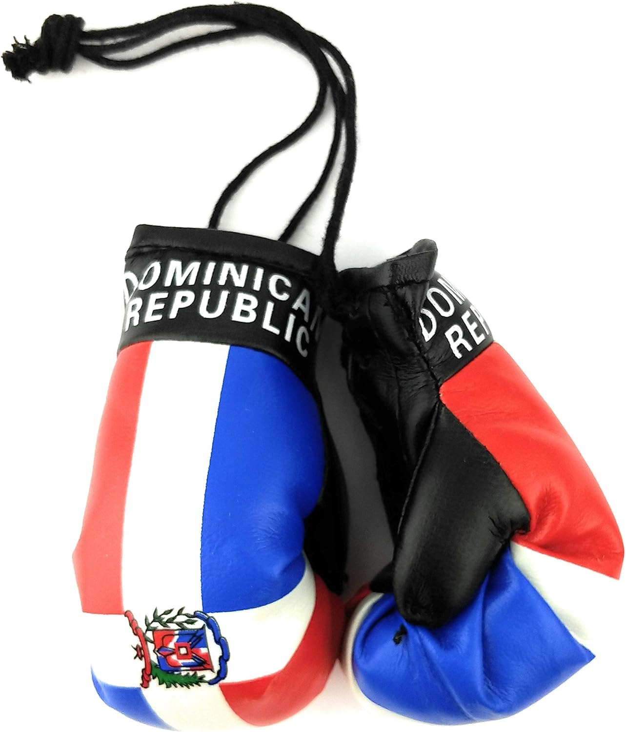 1 Paar Mini Boxhandschuhe für den Autospiegel Mini Deko-Anhänger für den Innenspiegel im Auto Mini Boxing Gloves ideal für Autospiegel, Sporttasche, Schlüsselanhänger (Dominican Republic) von Joayuezo