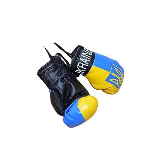 1 Paar Mini Boxhandschuhe für den Autospiegel Mini Deko-Anhänger für den Innenspiegel im Auto Mini Boxing Gloves ideal für Autospiegel, Sporttasche, Schlüsselanhänger (Ukraine) von Joayuezo
