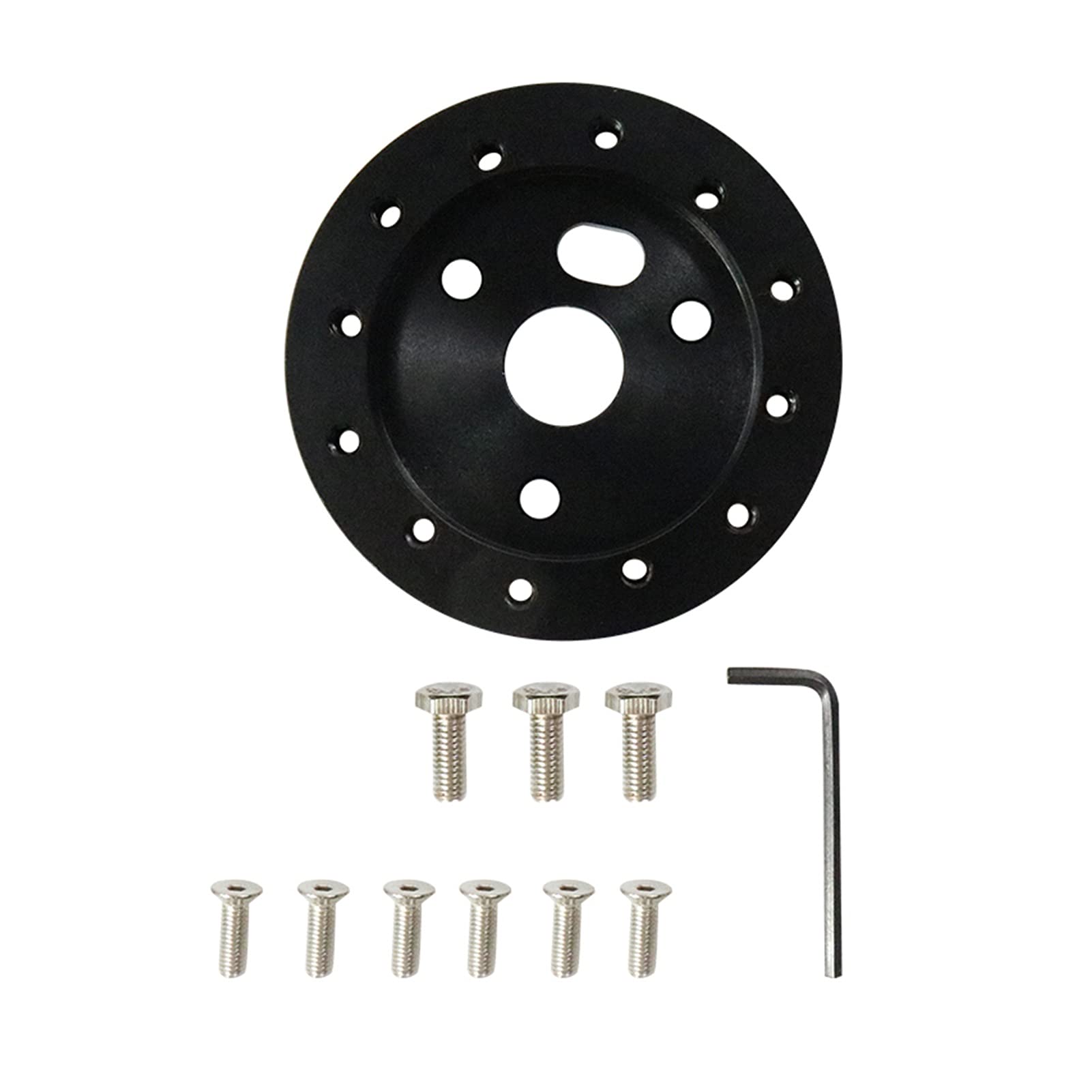 Jodriva 0,5-Zoll-Nabe mit 6 Löchern, Lenkrad for Grant APC 3-Loch-Adapter, Boss-Abstandshalter Auto-Lenkradnabe(Black) von Jodriva
