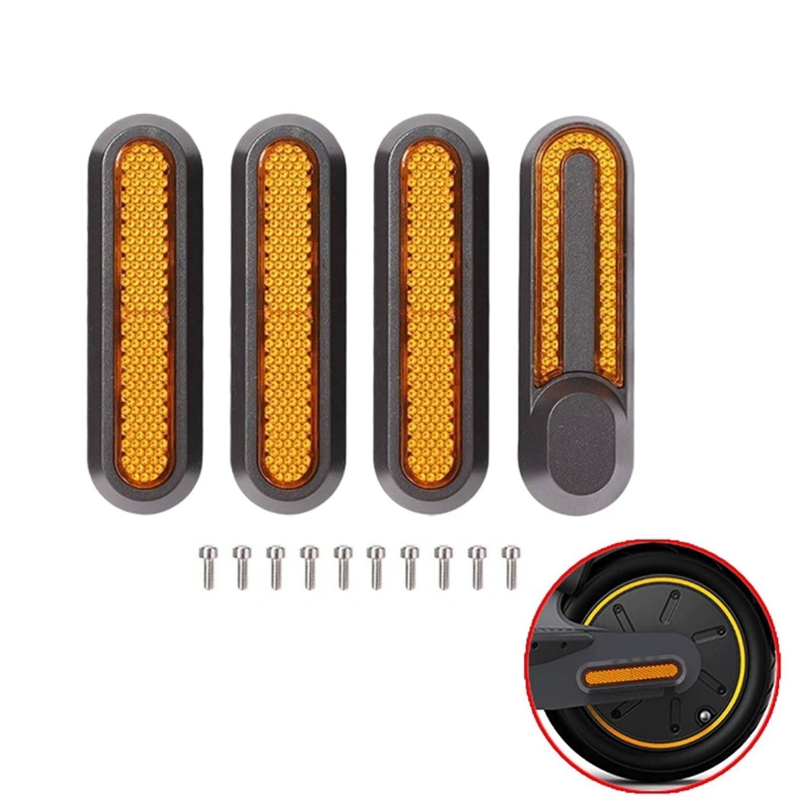 Jodriva 1/2/4 Stück Radkappen-Schutzhüllen for nachtreflektierende Nachtaufkleber for Elektroroller, for Xiaomi, Mi M365 Pro 2 Seitenabdeckungen für Elektroroller(4pcs Wheel Cover A) von Jodriva
