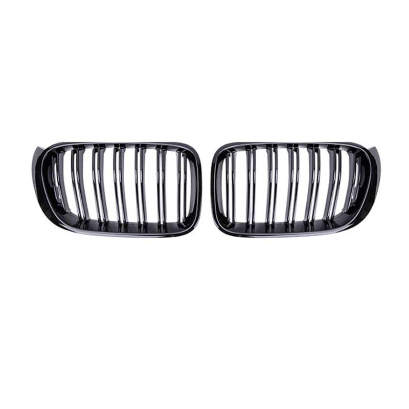 Jodriva 2PCS Auto Frontstoßstange Grill Grille Zierstreifen Abdeckung Sport Doppellinie Lamellen, for, for X3 X4 F25 F26 2014 2015 2016 2017 Auto-Kühlergrill(Gloss Black) von Jodriva