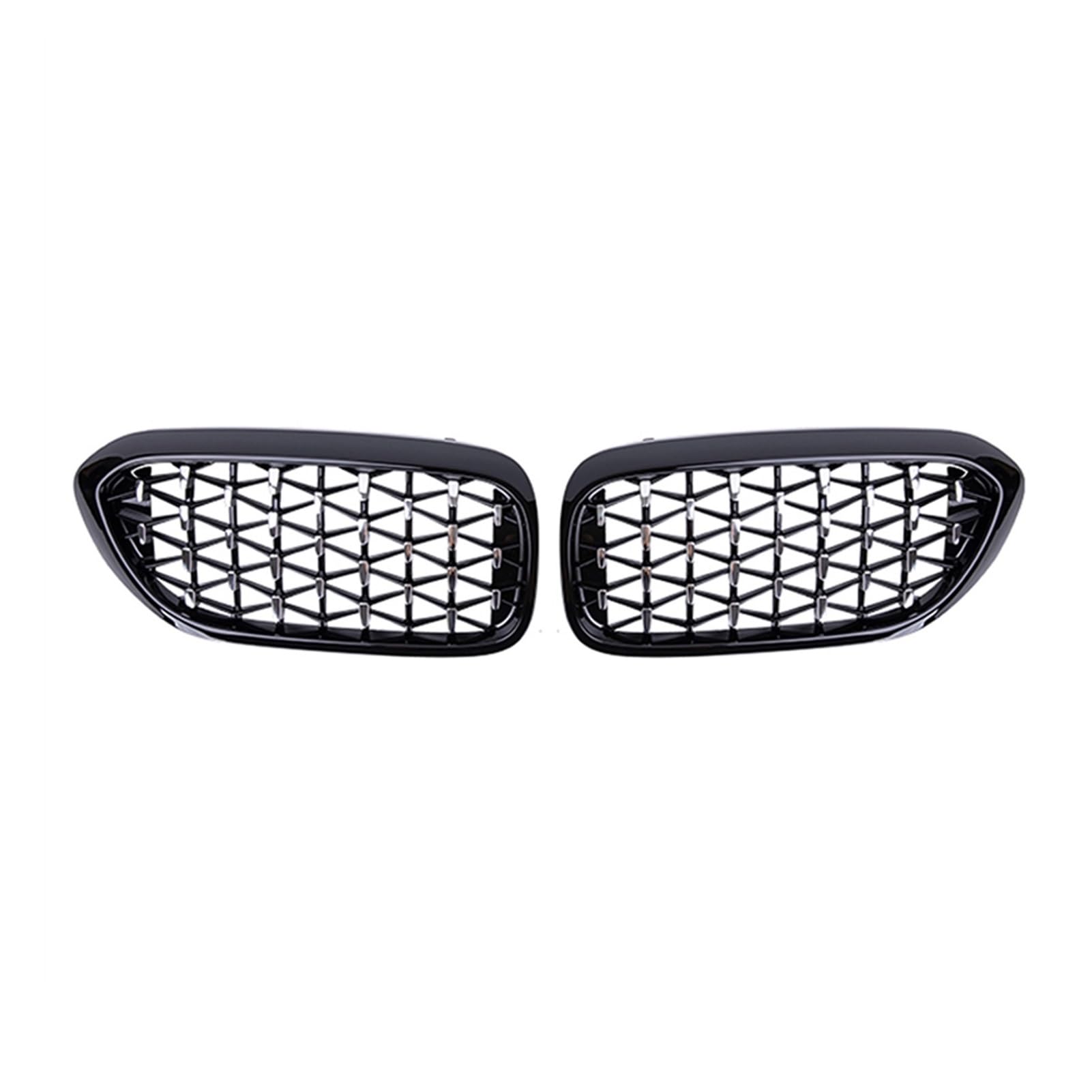 Jodriva 2PCS Car Racing Grill Meteor Diamond Star Style Frontgrill Stoßstange, for, for 5er G30 G31 G38 520i 530i 540i 2018 2019 Auto-Kühlergrill(Black Silver) von Jodriva