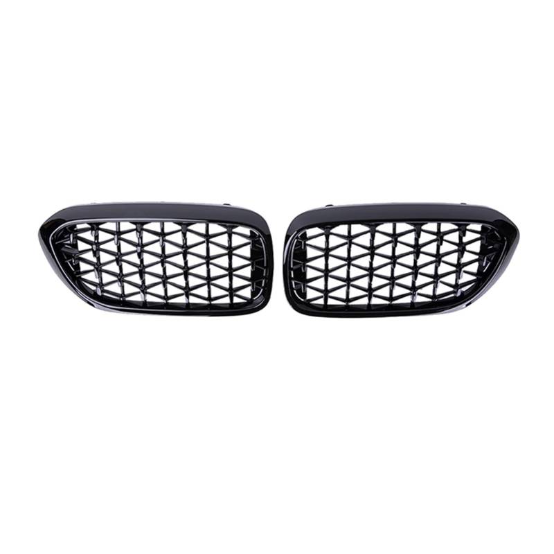 Jodriva 2PCS Car Racing Grill Meteor Diamond Star Style Frontgrill Stoßstange, for, for 5er G30 G31 G38 520i 530i 540i 2018 2019 Auto-Kühlergrill(Glossy Black) von Jodriva