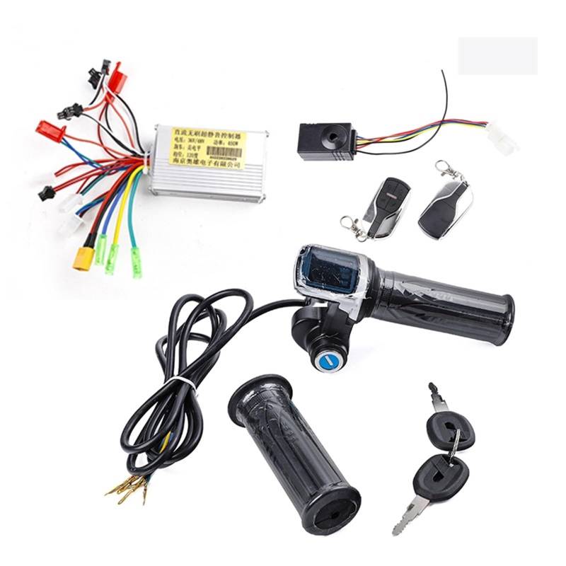 Jodriva 36V 48V Drehgriff Power Speed ​​Display Drosselklappensteuerung mit LCD-Display Elektroroller Fahrrad/E-Bike Display für Elektroroller(48v Set) von Jodriva