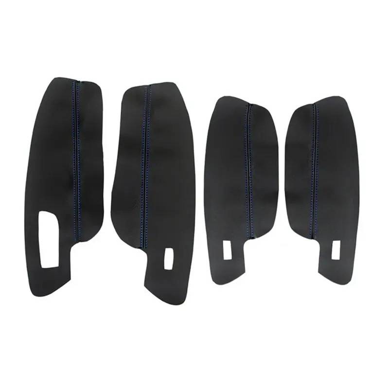 Jodriva 4 Stück, for VW, for Golf, for 7 MK7 2014 2015 2016 2017 2018 Auto-Innentürgriff Armlehnenverkleidung Mikrofaser-Lederbezug Schutzverkleidung Auto-Innentürverkleidung(RHD Black-Blue lin) von Jodriva