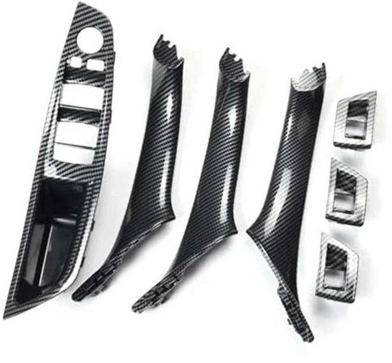 Jodriva 7 Stück Linkslenker LHD Auto-Innentürgriffplatte dekorative Abdeckung, for, 5er F10 F18 2010 2011 2012 2013 2014 2015 2016 Auto-Innentürgriff(Black Carbon Fiber Pattern) von Jodriva