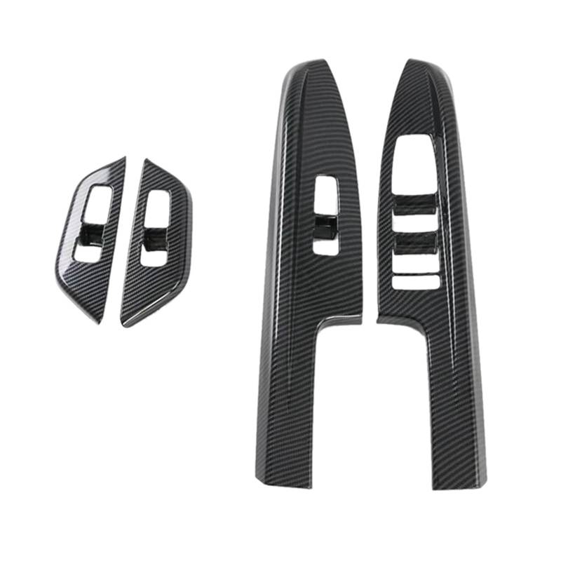 Jodriva 8X Kohlefaser-Autofensterglas-Liftschalter-Tastenabdeckung, for Kia, Carnival KA4 2020 2021 2022 Zierleiste für Autofensterschalter von Jodriva
