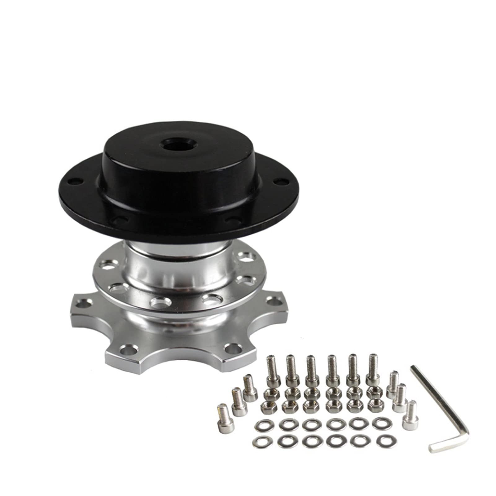 Jodriva Aluminium-Lenkrad-Schnellspanner-Abstecknabenadapter-Boss-Kit RS-QR001 Auto-Lenkradnabe(Silver) von Jodriva