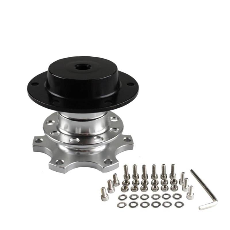 Jodriva Aluminium-Lenkrad-Schnellspanner-Abstecknabenadapter-Boss-Kit RS-QR001 Auto-Lenkradnabe(Silver) von Jodriva