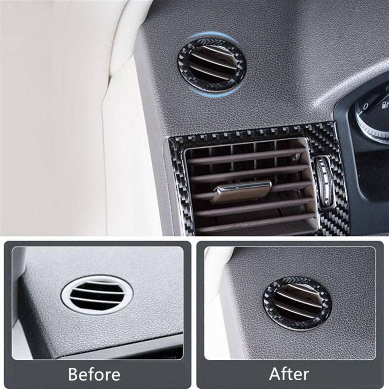 Jodriva Armaturenbrett-Klimaanlage-Auslasskreis-Dekorationsabdeckungsverkleidung, for Mercedes-Benz C-Klasse W204 200 260 300 2007–2014, Kohlefaser Auto-Lüftungsgitter-Dekoration(2011-14 Without) von Jodriva