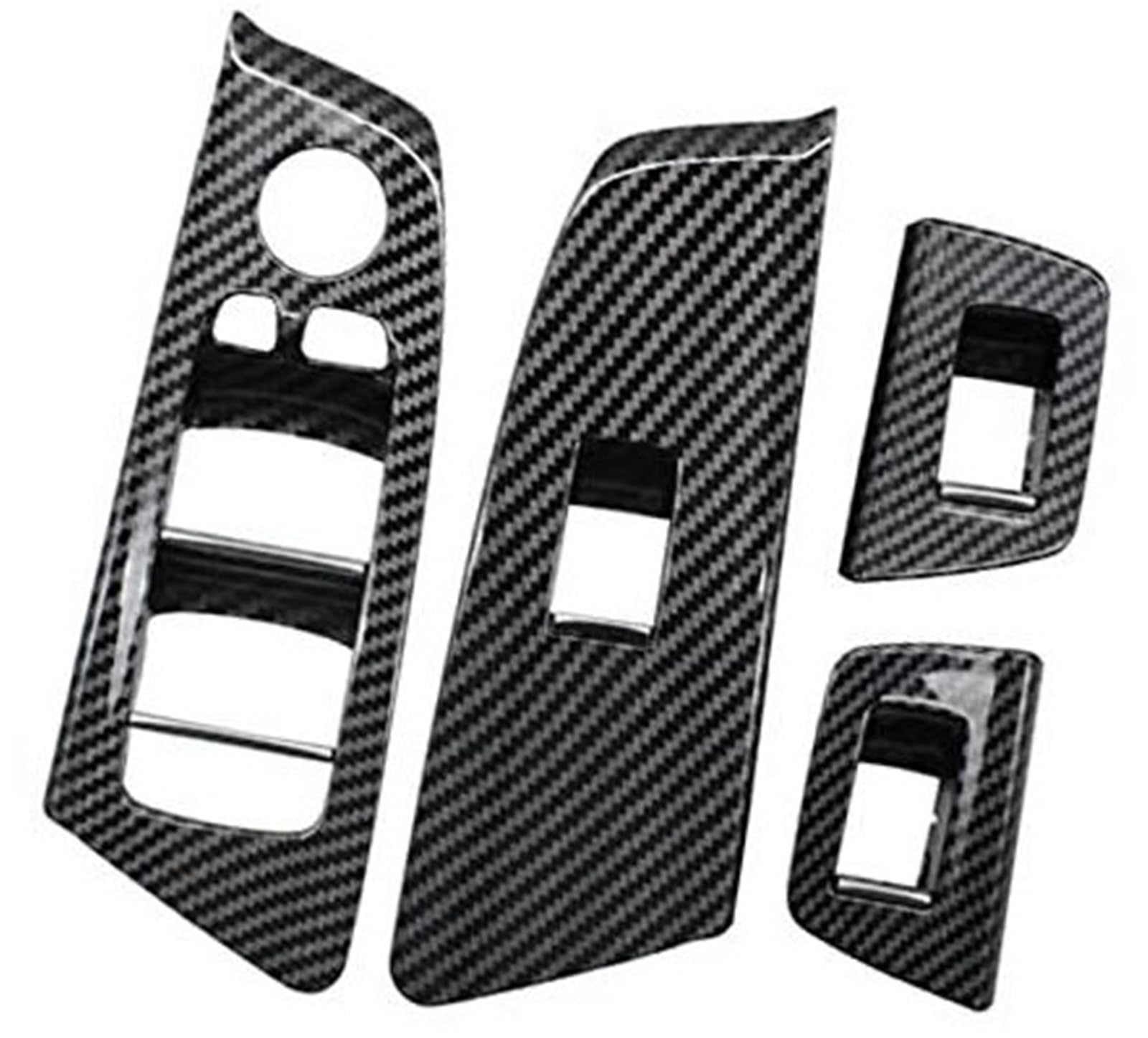 Jodriva Auto-Innentür-Kohlefaser-Innengriff-Fensterschalter-Abdeckungsverkleidung, for, 5er-Serie G30 G31 G38 F90 2017–2021 Auto-Innentürgriff(Black Window Switch Set) von Jodriva