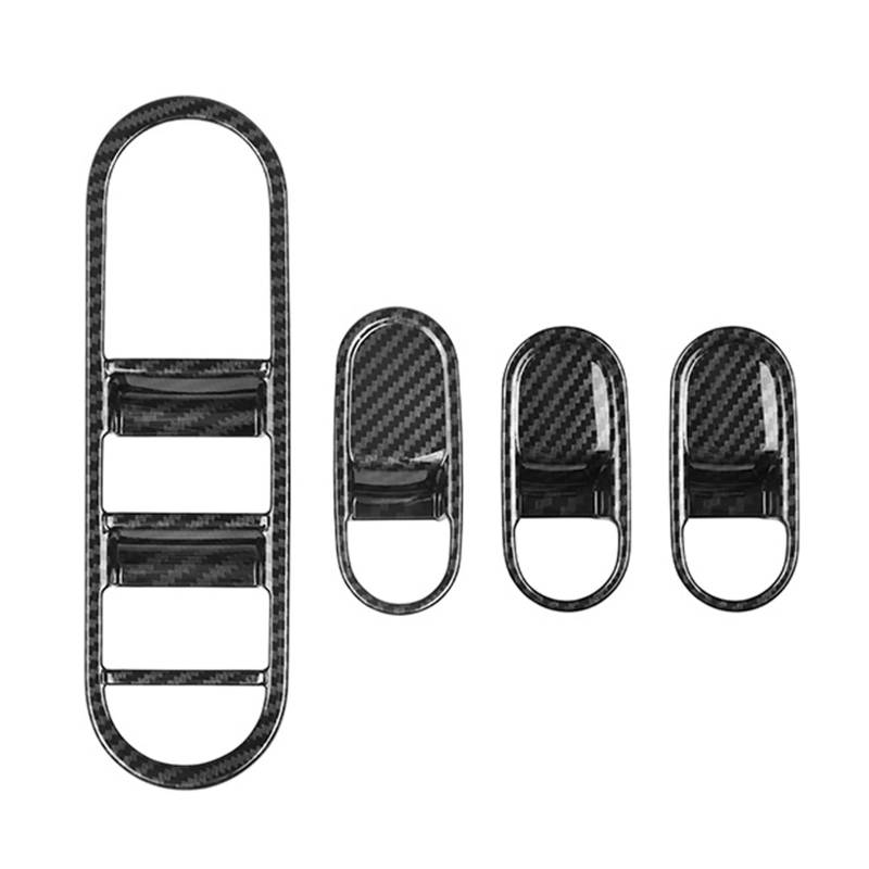 Jodriva Auto Kohlefaser Fenster Glas Lift Knopf Schalter Abdeckung Trim Tür Armlehne Panel, for Hyundai, Aini Krypton 5 IONIQ 2022+ A Zierleiste für Autofensterschalter von Jodriva