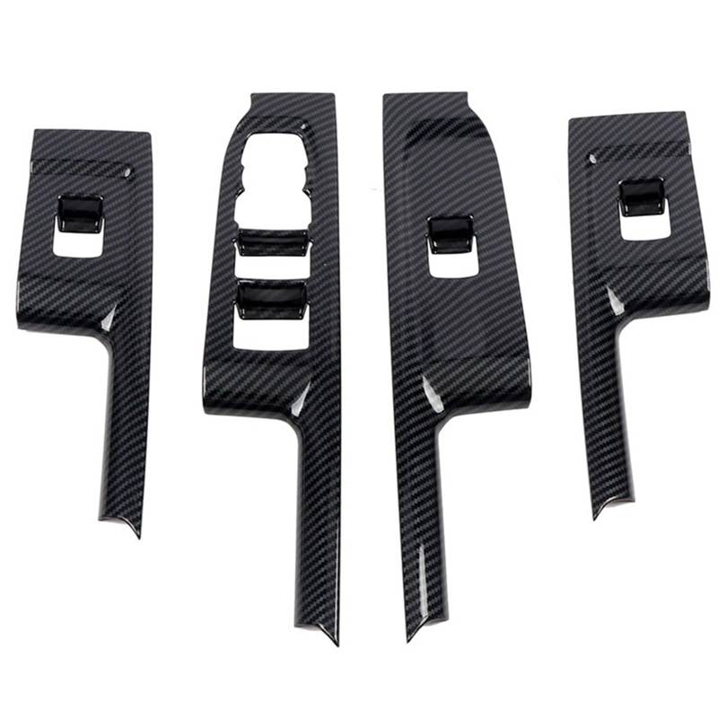 Jodriva Auto Kohlefaser Fenster Glas Lift Knopf Verkleidung Schalter Abdeckung Tür Armlehne Panel Aufkleber, for Chevrolet Silverado 2019-2022 Zierleiste für Autofensterschalter von Jodriva