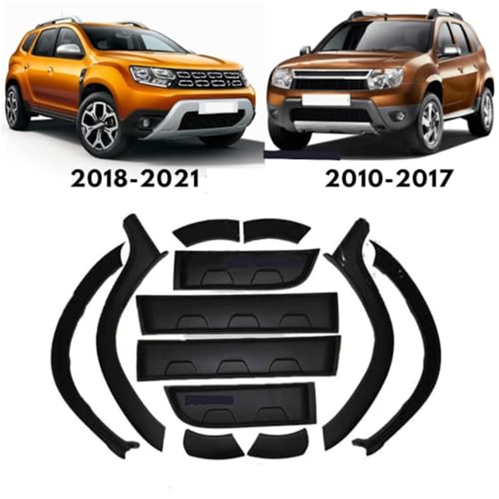 Jodriva Auto-Radkästen und Zierleisten, for Renault, for Dacia, Duster 2010–2022, Autodekorationen, komplettes Set, Stoßstangenverkleidung Kotflügelverbreiterung(2018-2021) von Jodriva