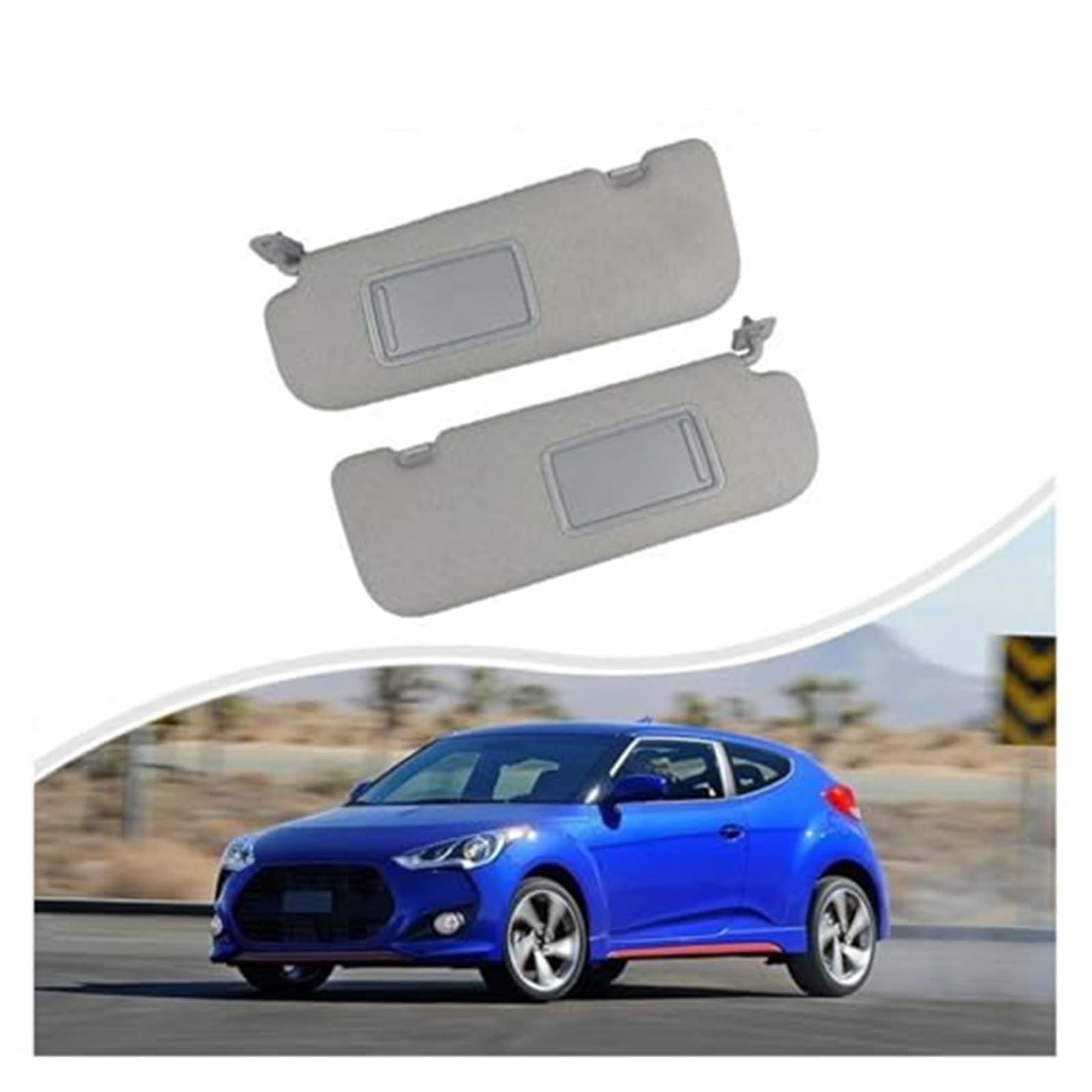 Jodriva Auto-Sonnenschutz-Sonnenblende mit Spiegel, Innen-Sonnenblende, Auto-Frontscheiben-Sonnenblende, for Hyundai, for Veloster 2012–2015 Auto-Sonnenblendenbrett(Black Grey Left) von Jodriva