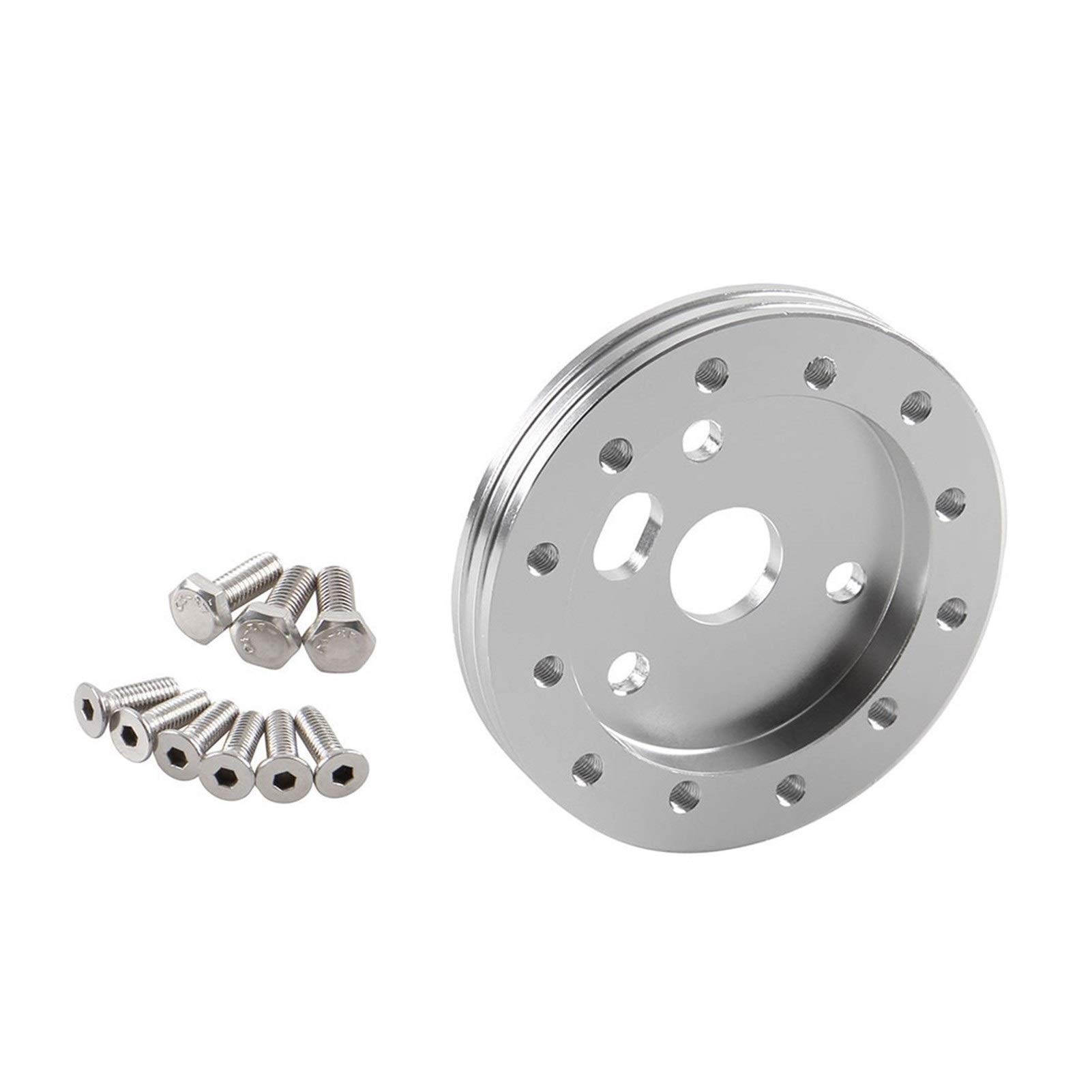 Jodriva Auto Styling Zubehör Aluminium Schwarz Lenkrad Nabe Adapter Spacer 6 Loch Zuschuss 3 Loch Auto-Lenkradnabe(Silver) von Jodriva