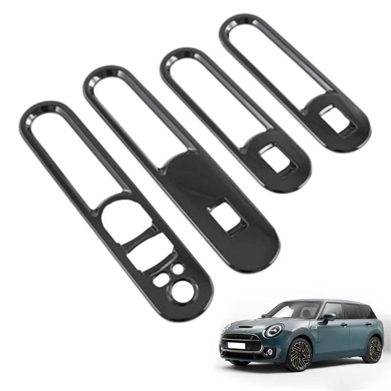 Jodriva Auto glänzend schwarz Fensterglas Lift Knopf Schalter Abdeckung Zierleiste Tür Armlehne Panel, for Mini, Cooper Clubman 2022 Zierleiste für Autofensterschalter von Jodriva