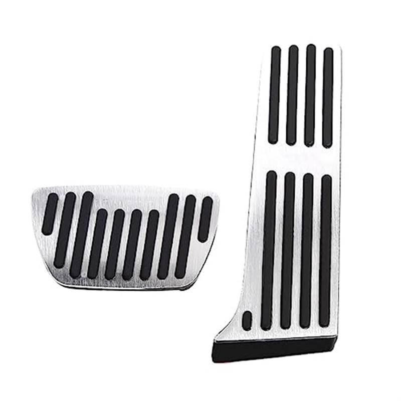 Jodriva Autofußpedale, for Toyota, Harrier IV XU80 2020 2021 2022 Gaspedal Gas Kraftstoff Bremspedal Ruhepedale Pad Matte Abdeckung Zubehör Auto-Fußpedalschutz(Black 2PCS Silver) von Jodriva