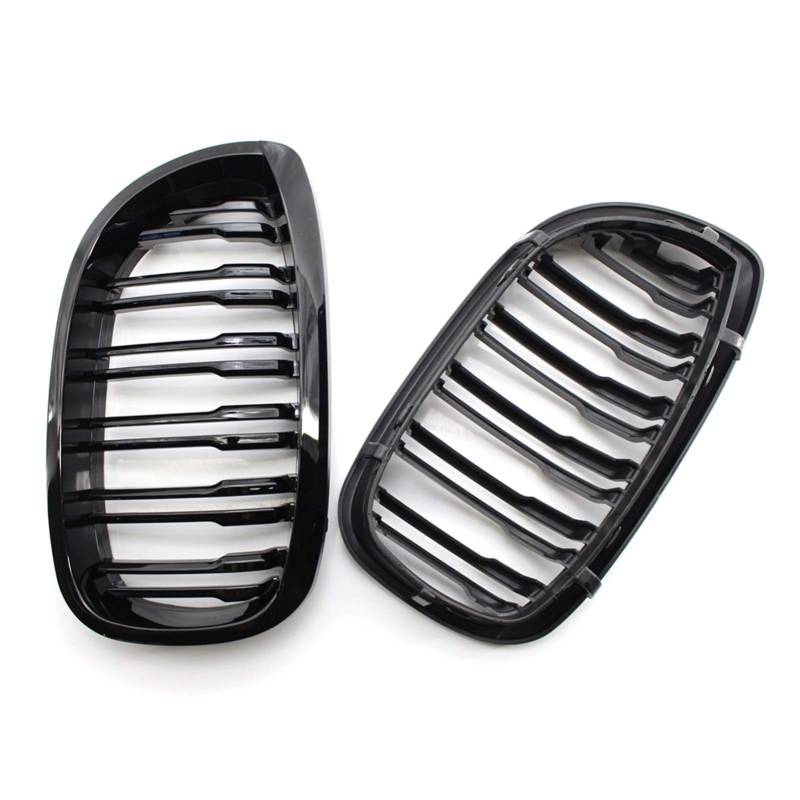 Jodriva Autogrill Frontstoßstange 2 Lamellenlinie glänzend schwarzer Renngrill, for, for E46 Coupe 325Ci 330Ci LCI 2-Türer 2003 2004 2005 2006 Auto-Kühlergrill von Jodriva