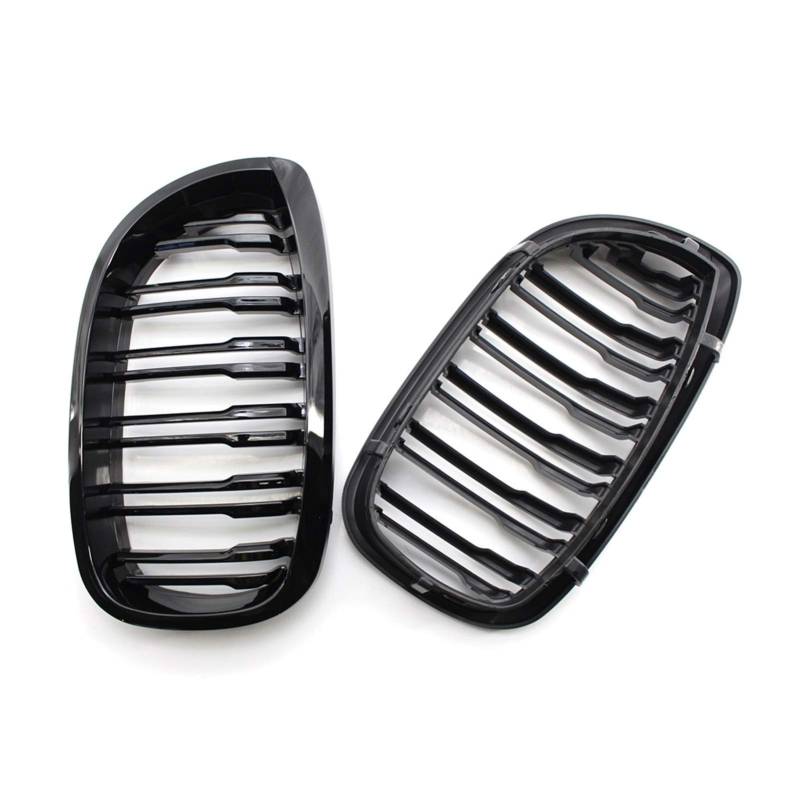 Jodriva Autogrill Frontstoßstange 2 Lamellenlinie glänzend schwarzer Renngrill, for, for E46 Coupe 325Ci 330Ci LCI 2-Türer 2003–2006 Auto-Kühlergrill von Jodriva