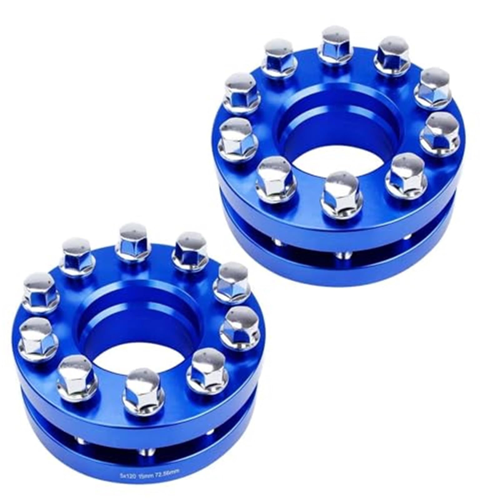 Jodriva Distanzstücke, for, Autoflanschadapter, geschmiedetes Aluminium, 2 x 5 x 120, blau, versetzte Spurverbreiterung, 2 Stück 15 mm, 2 Stück 20 mm, mit verlängerten Bolzen, Unterlegscheiben, Platt Jodriva Distanzstücke, for, Autoflanschadapter, geschmiedetes Aluminium, 2 x 5 x 120, blau, versetzte Spurverbreiterung, 2 Stück 15 mm, 2 Stück 20 mm, mit verlängerten Bolzen, Unterlegscheiben, Platt von Jodriva