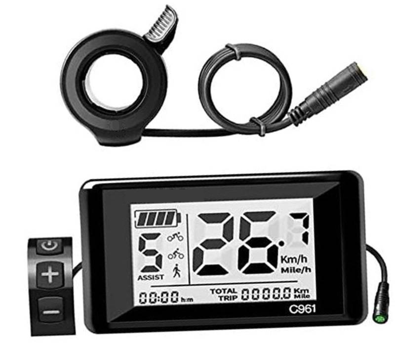 Jodriva EBike Display C961, for BAFANG, BBS01B BBS02B BBSHD Motor Daumengashebel, for Bafang, 3-poliger Geschwindigkeitsgashebel von Jodriva