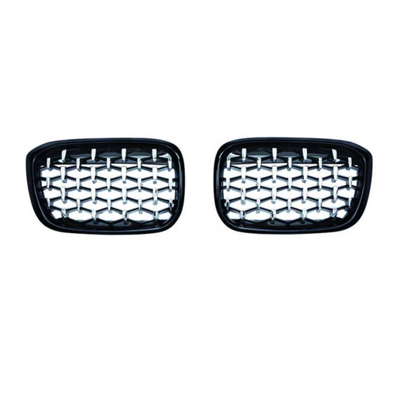Jodriva EIN Paar Auto-Frontstoßstangengrills Diamond Racing Grille Grill, for, for X3 G01 G08 X4 G02 2018 2019 2020 Auto Meteor Styling Auto-Kühlergrill(Black and Silver) von Jodriva