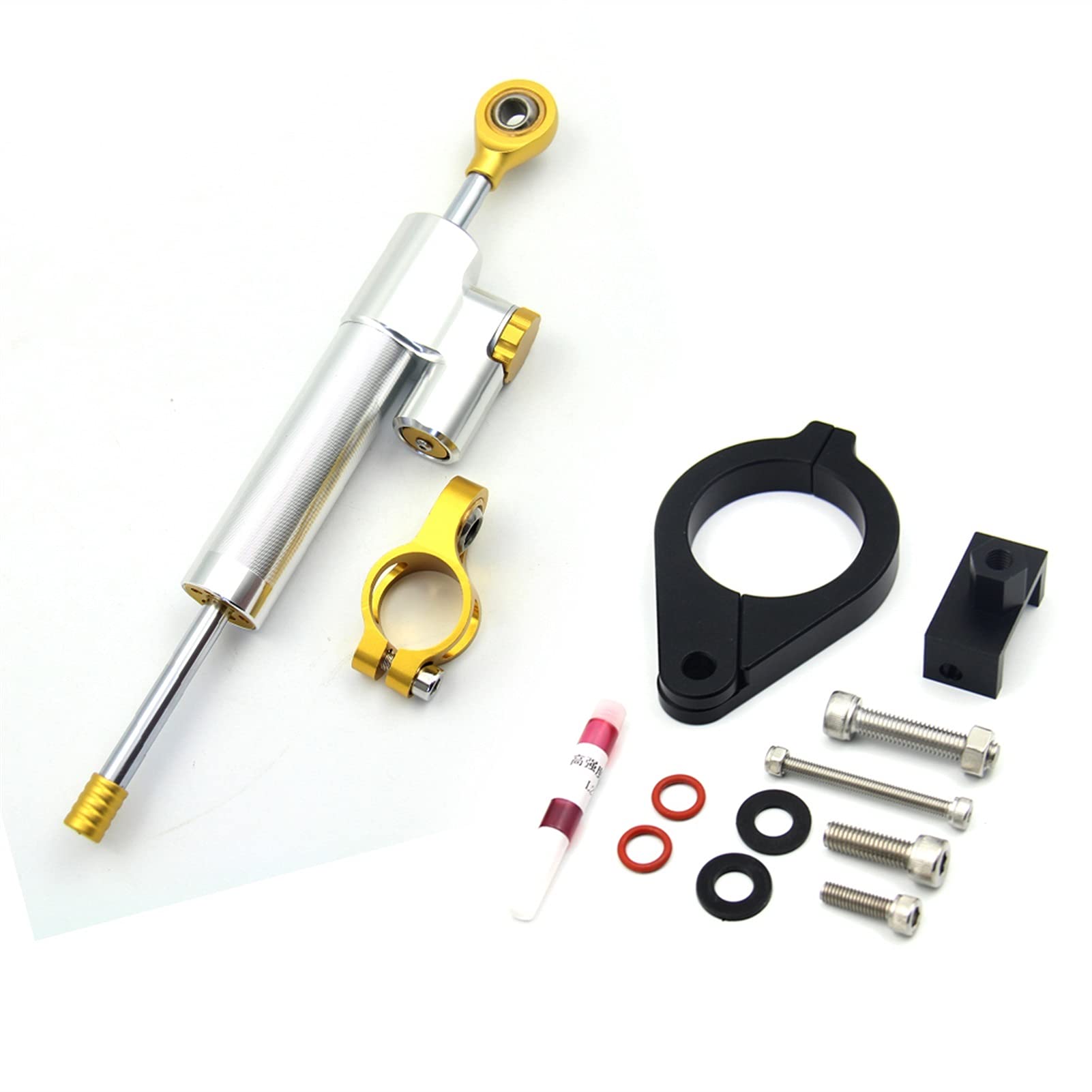 Jodriva Einstellbare Motorräder Lenkung Stabilisieren Dämpfer Halterung Mount Kit, for, F800GS/ADV F800 GS F 800 GS ADV(Silver with Gold-A) von Jodriva