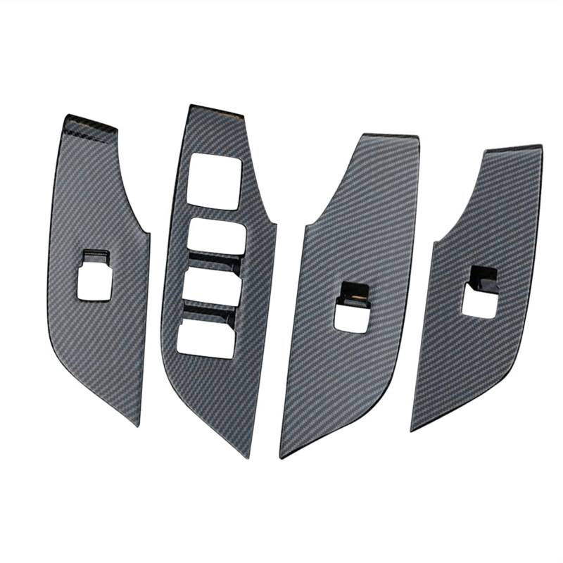 Jodriva Fensterglasplatte Armlehne Schalter Knopfabdeckung Aufkleberverkleidung, for Toyota, for RAV4, Xa50 2019 2020 Zierleiste für Autofensterschalter(Carbon) von Jodriva