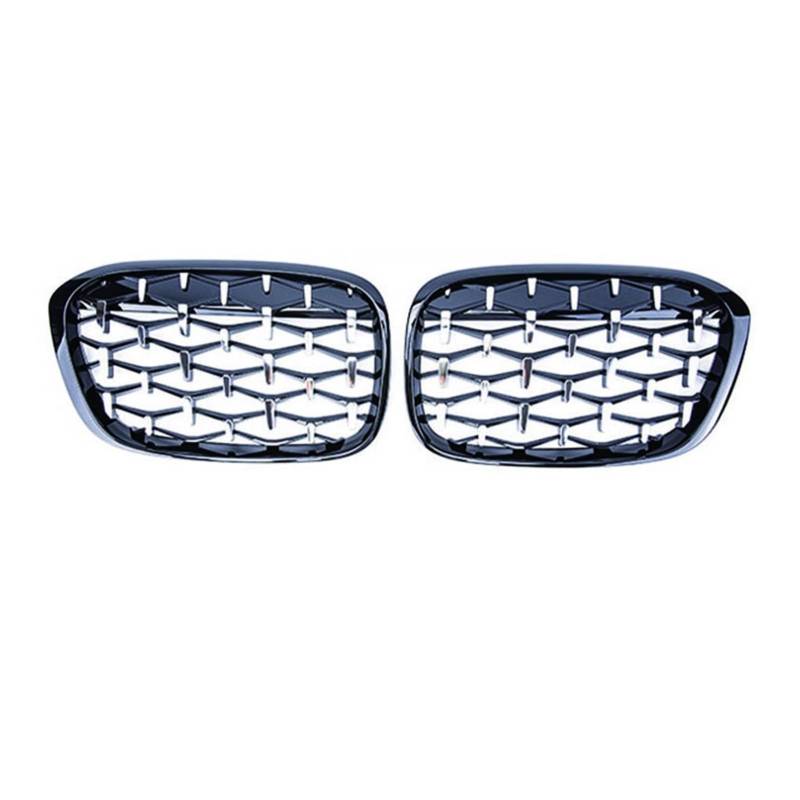 Jodriva Geetha Car Diamond Frontgrill Racing Grill, for, for X1 F48 F49 2016 2017 2018 2019 Meteor Style Grills Car Styling Parts Auto-Kühlergrill(Black and Silver) von Jodriva