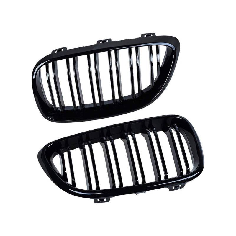 Jodriva Glänzender schwarzer Dual-Lamellen-Fronthaubengrill, kompatibel mit, for F22 F23 M2 2014–2018, for 225i, 218i, 220i Auto-Kühlergrill von Jodriva