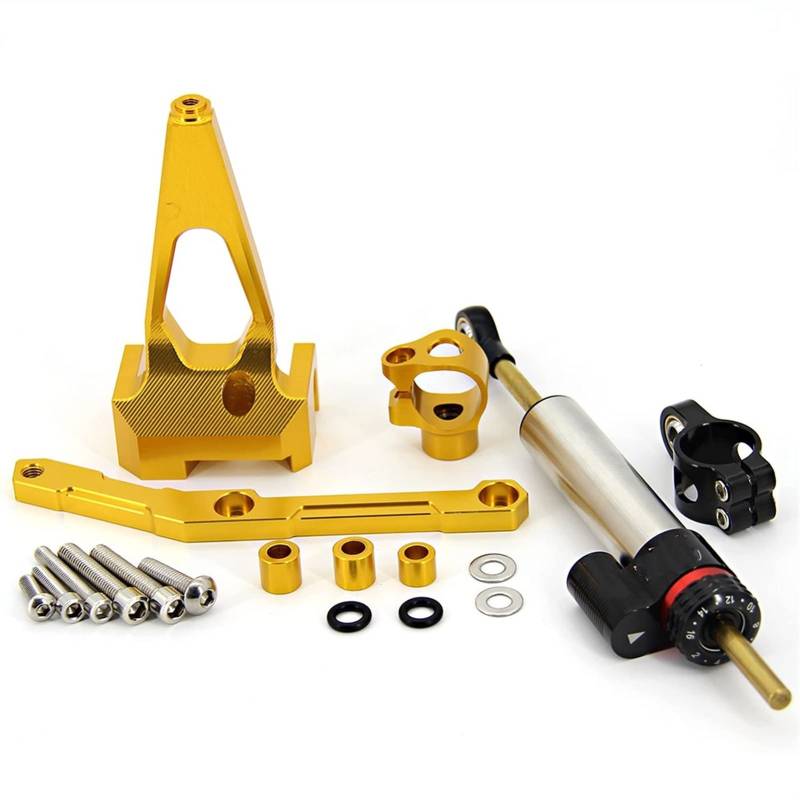 Jodriva Halterung for Motorrad-Lenkungsstabilisierungsdämpfer, for Yamaha, MT-09 MT09 FZ09 FZ-09 2013-2019(Gold Set) von Jodriva