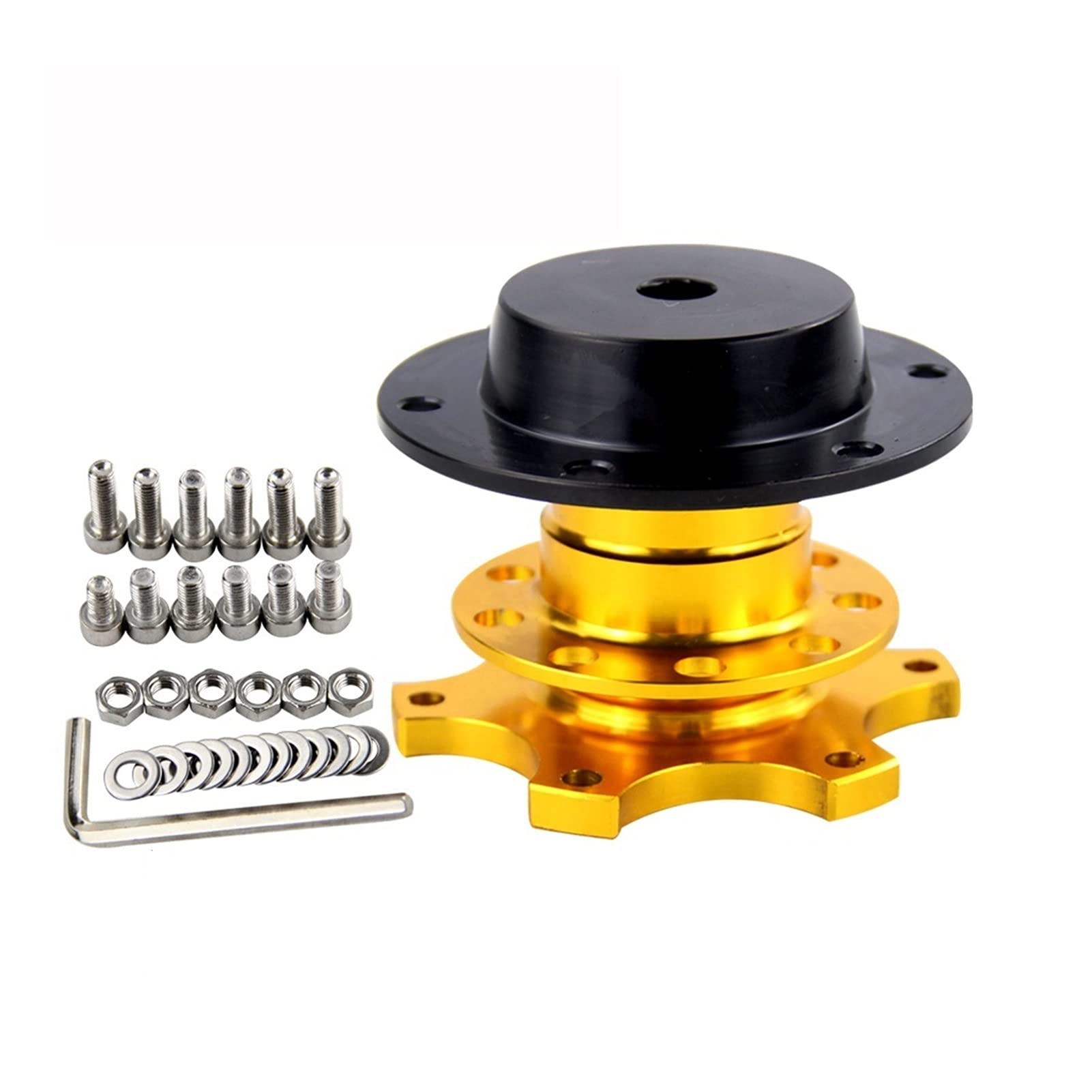 Jodriva Lenkrad-Schnellspanner, Snap-Off-Nabenadapter, Lenkradnaben-Boss-Kit Auto-Lenkradnabe(Gold) von Jodriva