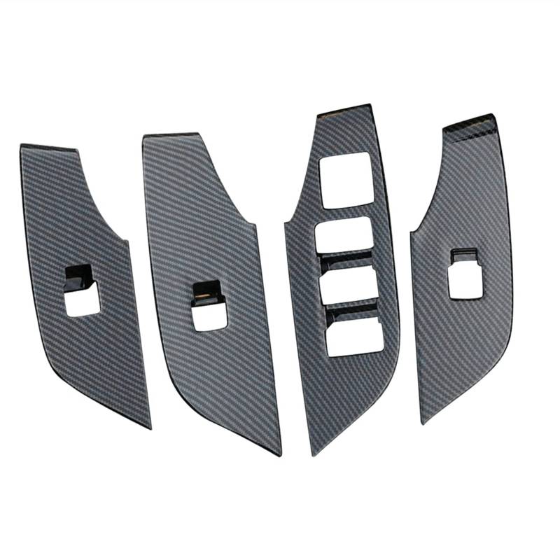 Jodriva RDH Carbon Look, for Toyota, for RAV4, Xa50 2019 2020 Innenzubehör Fensterglasplatte Armlehne Schalter Knopfabdeckung Aufkleberverkleidung Zierleiste für Autofensterschalter(Carbon RHD) von Jodriva