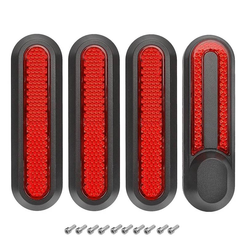 Jodriva Radkappen-Schutzschale, reflektierend, for Xiaomi, M365 Pro 2 1S Elektroroller, vordere und hintere Radkappe, Sicherheits-Nachtreflektor-Aufkleber Seitenabdeckungen für Elektroroller(Red-4pcs) von Jodriva