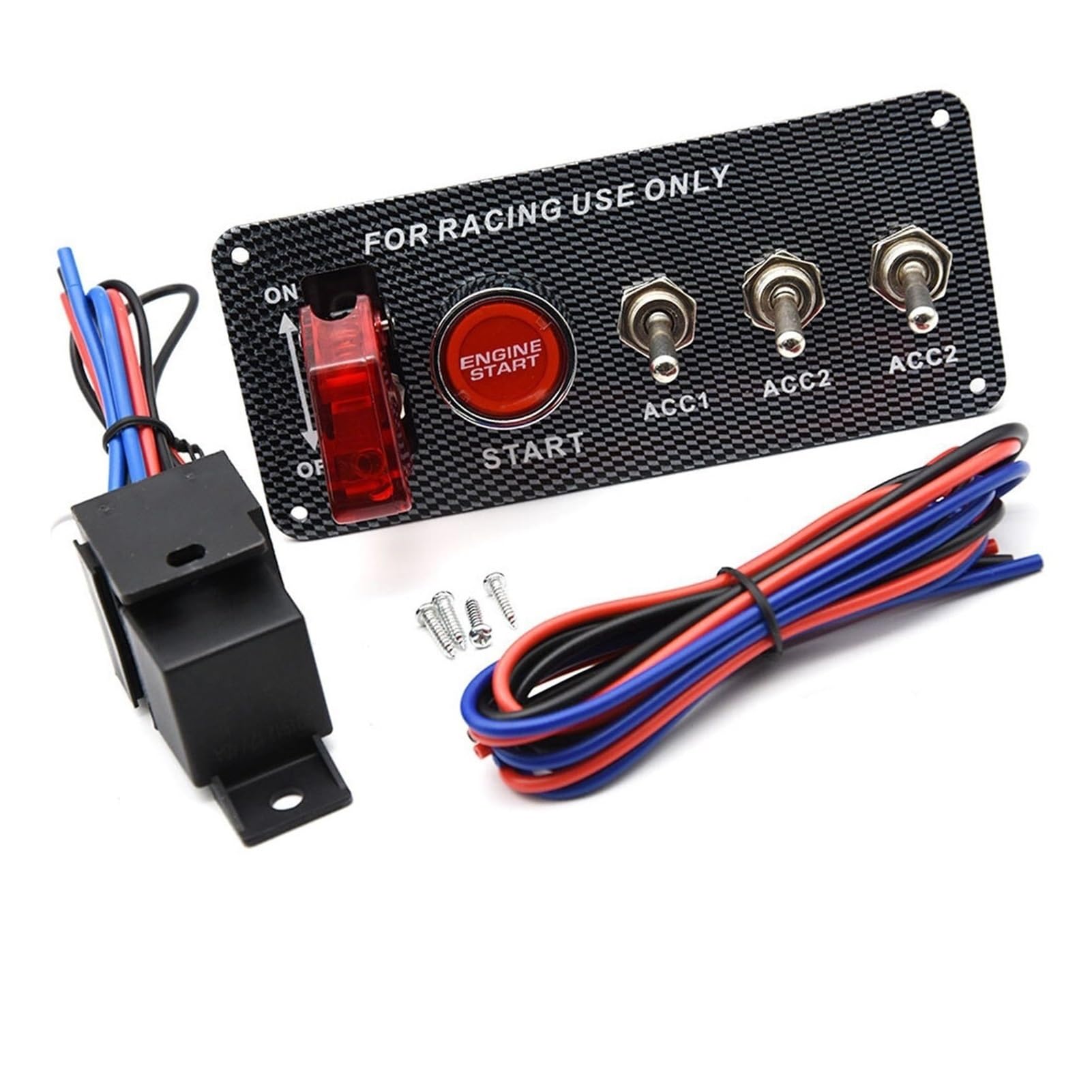 Jodriva Rennwagen Auto Licht Carbon Fiber Rennwagen Zündung Zubehör Motor Start Druckknopf Schalter Panel Schalter 12 V von Jodriva