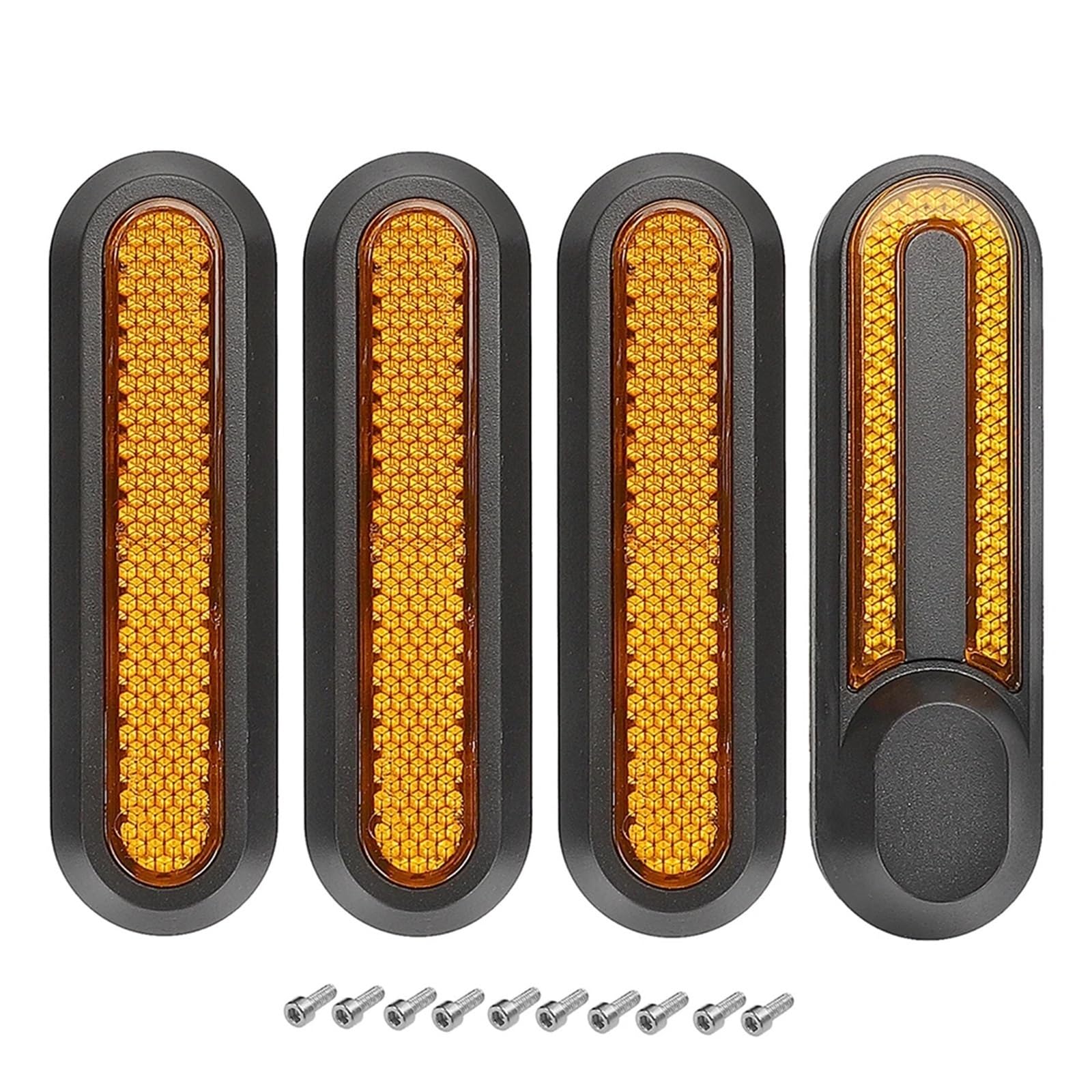 Jodriva Schutzhüllen Reflektierende Aufkleber, for Xiaomi, M365 Pro 1S Pro2 Elektroroller Radabdeckung Radkappe Vorne Hinten Rohr Nacht Seitenabdeckungen für Elektroroller(Yellow kit) von Jodriva