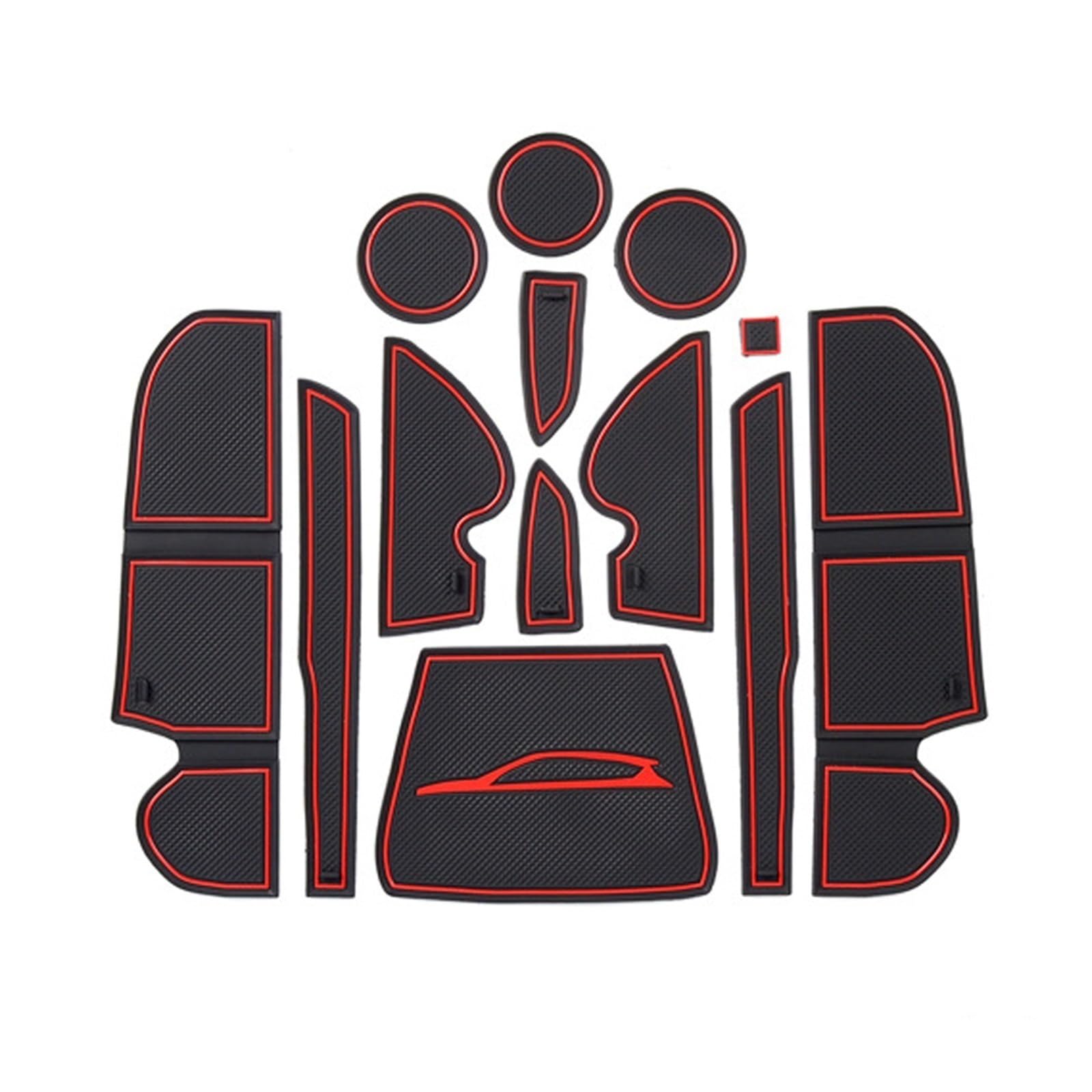 Jodriva Staubdichtes Pad for Türnuten, for Ford, for Escape Kuga 2013~2016, rutschfeste Gummimatte, Getränkehalter, Türschlitz, Innenaufkleber, Autoteppich Auto Anti-Rutschmatte(Red) von Jodriva