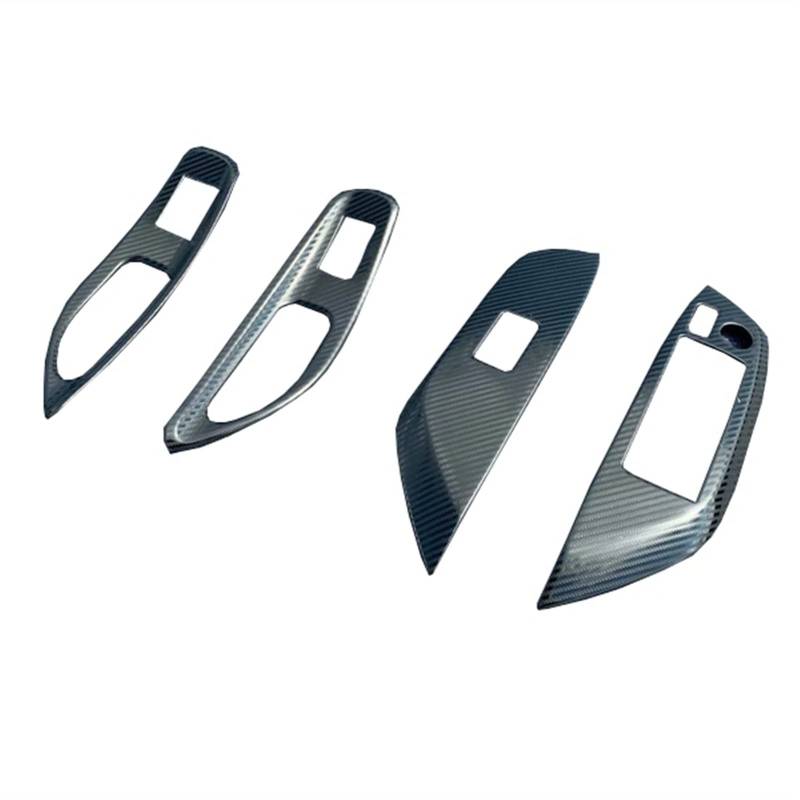 Jodriva Türfenster-Armlehnenabdeckung, Schalterfeldverkleidung, Zierleiste, Garnitur, for Toyota, Yaris XP210 2020 2021, Autodekorationszubehör, Edelstahl Zierleiste für Autofensterschalter(Carbon Fib von Jodriva